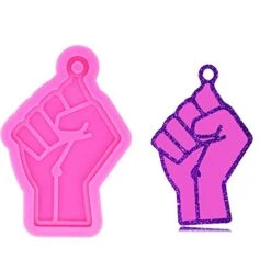 Glossy Shiny BLM Black Lives Matter Fist Logo Keychain Silicone Mold With Hole For DIY Epoxy Craft Trinket Luggage Tag Pendant Crystal Necklace Earrings Desserts Fondant Mold