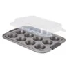 Advanced Nonstick 12-Cup Muffin Tin With Silicone Grips And Lid / Nonstick 12-Cup Cupcake Tin With Silicone Grips And Lid - 12 Cup, Gray 1 Advanced Nonstick 12-Cup Muffin Tin With Silicone Grips And Lid / Nonstick 12-Cup Cupcake Tin With Silicone Grips And Lid - 12 Cup, Gray -Wilton Shop 41pX2S48XKL