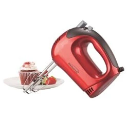 Electric Hand Mixer, Lightweight 5-Speed, Red
