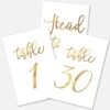 Gold Wedding Table Numbers Cards (1-30 + Head Table) 4x6 Double Sided Modern Calligraphy Foil Design Best For Receptions, Banquets, Cafés, Restaurants & Parties -Wilton Shop 41pdYP1pcbL