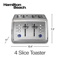 Hamilton Beach 4 Slice Toaster With Extra-Wide Slots, Bagel Setting, Toast Boost, Slide-Out Crumb Tray, Auto-Shutoff & Cancel Button, Digital With Defrost Function, Stainless Steel (24796) -Wilton Shop 41pnGEm1eRL