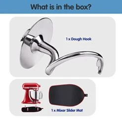 K45DH Dough Hook Attachment And Mixer Slider Mat For KitchenAid 4.5-5 Quart Tilt-Head Stand Mixer, Stainless Steel Spiral Dough Hook, Mess Free, Dishwasher Safe, Mixer Accessory -Wilton Shop 41pqt2znNgL