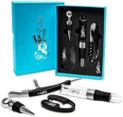 Opener Set- Corkscrew, Foil Cutter, Bottle Stopper, Aerator Pourer - Perfect Wine Accessories For Birthdays, Holiday's And More! - Ideal For A Wine Basket, Wine Lovers, Vino Tool Kit -Wilton Shop 41pxAgmgLeL. AC