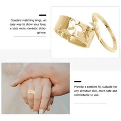 Holibanna Couples Rings Ring Sets Matching Couple Rings Set: Golden Alloy Finger Rings Open Band Rings For Him Her Wedding Engagement Jewelry Holiday Birthay Gift Friendship Rings Ring Sets -Wilton Shop 41py1anGU5L