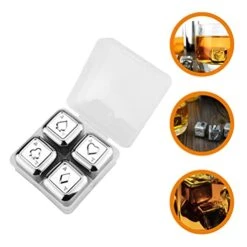 4pcs Whiskey Stones Stainless Steel Ice Cubes Reusable Cooling Cubes With Box Beverage Chilling Rocks For Whiskey Vodka Liqueurs Wine Juice Or Soda -Wilton Shop 41q1S5vmxzL