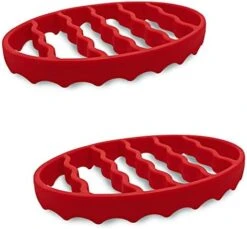 Silicone Cooker Rack For Instant Pot 5,6,8 Qt, Roasting Rack For Baking Cooking Steaming, Crock Pot Air Fryer Pressure Cooker Rack (Oval,Red,2Set) -Wilton Shop 41q5StoV9L. AC