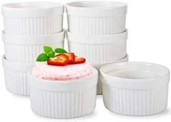 6 OZ Ramekin Bowls,WERTIOO 8 PCS Ramekins For For Baking And Cooking, Oven Safe Sleek Porcelain Ramikins For Pudding, Creme Brulee, Custard Cups -Wilton Shop 41qGJcDHekL. AC