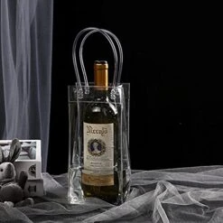 Wine Ice Bags, 2Pack Collapsible Clear Ice Wine Bag Pouch Wine Cooler Bag PVC Wine Pouch Bags With Handle For Champagne Cold Beer White Wine Chilled Beverages -Wilton Shop 41qOobuI1FS