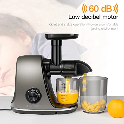 IRAGO Juicer Machines, Slow Masticating Juicer Extractor Two Speed Adjustment, Easy To Clean, Quiet Motor, Cold Press Juicer For Vegetables And Fruits, BPA-Free (Grey) 5 IRAGO Juicer Machines, Slow Masticating Juicer Extractor Two Speed Adjustment, Easy To Clean, Quiet Motor, Cold Press Juicer For Vegetables And Fruits, BPA-Free (Grey) - Image 3