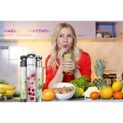 Fizzpod Home Soda Maker Sparkling Water Carbonator With 3 Bottles And 2 Bottle Brushes (Silver) -Wilton Shop 41qp7u40MlL