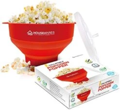 Collapsible Silicone Microwave Hot Air Popcorn Popper Bowl With Lid And Handles - Red -Wilton Shop 41qqlHHUNsL. AC