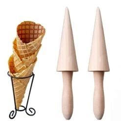 2 Pieces Wooden Cone Mould, DIY Embossed Cone Roll, Waffle Roll, Suitable For Making Waffles And Ice Cream Cones