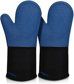 Extra Long Silicone Oven Mitts, Sungwoo Durable Heat Resistant Oven Gloves With Quilted Liner Non-Slip Textured Grip Perfect For BBQ, Baking, Cooking And Grilling - 1 Pair 14.6 Inch Black -Wilton Shop 41r0texohcS. AC