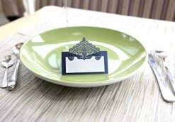 100 Pcs Table Place Cards With White Inserts - Crown Tent Cards Name Cards For Wedding, Banquets, Buffet, Bridal Shower, Birthday Party, Meetings, Dinners (Navy Blue) -Wilton Shop 41r3Aq6MBfL