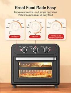 Ir Fryer, Paris Rhône 14.8 Quart Toaster Oven, 5-in-1 Convection Oven For 4-Slice Toast, 9-inch Pizza, Knob-Controlled Kitchen Countertop Appliance With 6 Accessories, Dishwasher Safe -Wilton Shop 41r7wLURW8L