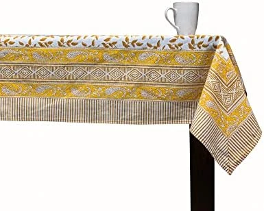 Cotton Tablecloth, Handblock Print Rectangle Blue Table Cloth For Kitchen Dinning Tabletop Decoration Parties Weddings Thanksgiving Christmas (60 X 108 Inches) 14 Cotton Tablecloth, Handblock Print Rectangle Blue Table Cloth For Kitchen Dinning Tabletop Decoration Parties Weddings Thanksgiving Christmas (60 X 108 Inches) - Image 12