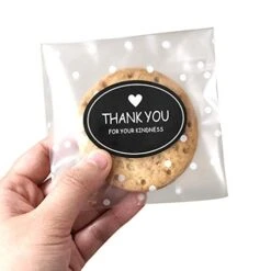 200pcs White Dotted Self Adhesive Treat Bag Cellophane Bag Cookie Bag, Party Favor Bag For Bakery, Candy, Cookie (3.94 X 3.94 Inches, W/ 200pcs Thank You Stickers)