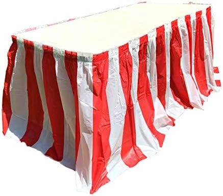 Red And White Striped Table Skirt, Carnival Style Picnic Table Skirts For Parties! (RED & WHITE, 1) 6 Red And White Striped Table Skirt, Carnival Style Picnic Table Skirts For Parties! (RED & WHITE, 1) - Image 4