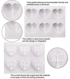 Silicone Heart Molds,2 PCS Heart Silicone Mold 6 Cavities,Heart Shaped Silicone Mold,Chocolate Mold 3D Diamond Heart,Baking Mold Cake Mold Tray For Baking,Handmade Soap Mold Candy Making Set(Pink) -Wilton Shop 41riGW1faYL