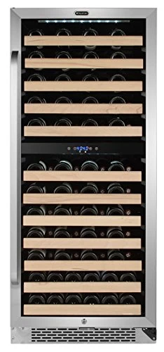BWR-0922DZ 92 Built-in Or Freestanding Stainless Steel Dual Zone Compressor Large Capacity Wine Refrigerator Rack For Open Bottles And LED Display, Grey-92, Dark Grey