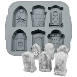 3D Halloween RIP Gravestone For DIY Cake Fondant Baking Soap Ice Cube Trays Chocolates Hard Candies Desserts Drop Glue Decor Silicone Mould Mold Tool