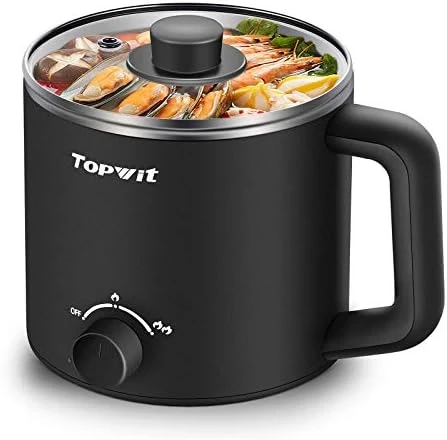 Topwit Electric Hot Pot, Mini Ramen Cooker, 1.6L Noodles Pot, Multifunctional Electric Cooker For Pasta, Shabu-Shabu, Oatmeal, Soup And Egg With Over-Heating Protection, Boil Dry Protection, Black 7 Topwit Electric Hot Pot, Mini Ramen Cooker, 1.6L Noodles Pot, Multifunctional Electric Cooker For Pasta, Shabu-Shabu, Oatmeal, Soup And Egg With Over-Heating Protection, Boil Dry Protection, Black - Image 5