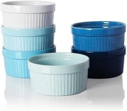 Ceramic Souffle, Round Double Handle Ramekins, 10oz Creme Brulee, Custard Cheese And Dipping Sauce, Set Of 6(Turquoise) 30 Ceramic Souffle, Round Double Handle Ramekins, 10oz Creme Brulee, Custard Cheese And Dipping Sauce, Set Of 6(Turquoise) -Wilton Shop 41s qrI21NL. AC