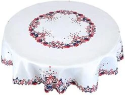 Embroidered July 4th Holiday Patriotic Tablecloth For American Independence Memorial Day (Round 34 Inches) -Wilton Shop 41s0E3g3vVL. AC