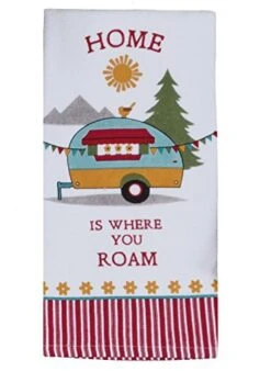 3 Piece Home Is Where You Roam Camping Terry Towels And Potholder Set