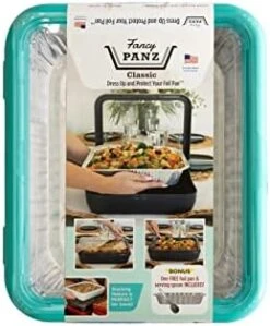 Classic, Dress Up & Protect Your Foil Pan, Made In USA, Fits Half Size Foil Pans. Foil Pan & Serving Spoon Included. Hot Or Cold Food. Stackable For Easy Travel. BPA Free (Hot Pink) -Wilton Shop 41sA9XiPU8L. AC