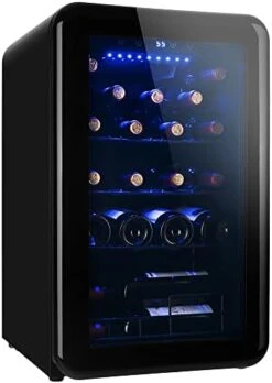 Wine Cabinet Champagne Cooler Freestanding Wine Cellar Digital Temperature Control UV Resistant Finish Max Load 24 Standard Bottles,Red -Wilton Shop 41sJ05bjGxL. AC