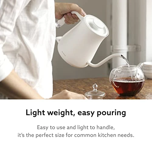 The Kettle | Electric Lightweight Gooseneck Kettle | Stainless Steel | 0.6L (20fl Oz) Capacity | Neon Light Indicator | Perfect For Tea And Coffee | K02H-WH | White | US Version 4 The Kettle | Electric Lightweight Gooseneck Kettle | Stainless Steel | 0.6L (20fl Oz) Capacity | Neon Light Indicator | Perfect For Tea And Coffee | K02H-WH | White | US Version - Image 2
