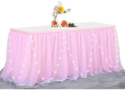 Purple Tulle Table Skirt With Lights 9FT Tutu Table Cloth Round Or Rectangle Tables Perfect For Baby Shower Wedding Birthday Party And Home Decoration(L 9(ft),H 30in) -Wilton Shop 41sROOEuT5L. AC