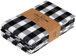 Kitchen Towels Set Of 6 Buffalo Checks Black/White Kitchen Towels 20X30 Inches 100% Cotton Highly Absorbent Kitchen Towels Premium Quality Ultra Soft Mitered Corners Kitchen Towels