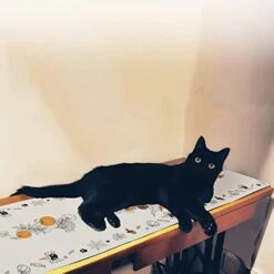 Halloween Black Cat Table Runner Jack-O-Lantern Fall Orange Pumpkin Burlap Autumn Seasonal Table Runners Kitchen Dining Table Center Decor For Home Party Fireplace In/Outdoor(13x72 In) -Wilton Shop 41sjgLvAAQL