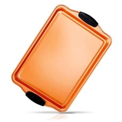13” Non Stick Cookie Sheet, Small Copper Commercial Grade Restaurant Quality Carbon Metal Bakeware With Black Silicone Handles, Compatible With Model NCSBS3S45, NC5PCS