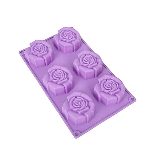 6-Cavity Rose Flower Candy Chocolate Making Baking Silicone Mold, Random Color 3 6-Cavity Rose Flower Candy Chocolate Making Baking Silicone Mold, Random Color