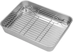 Zerodis Roasting Pan, Stainless Steel Rectangular Baking Pan And Rack For Cooking Baking(23.5 * 17.5 * 5CM) -Wilton Shop 41st4LRVC3L. AC