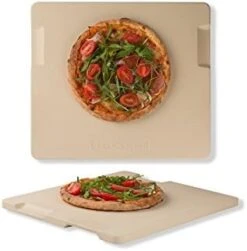 Pizza Stone 12in X 15in Rectangular Baking & Grilling Stone, Perfect For Oven, BBQ And Grill. Innovative Double - Faced Built - In 4 Handles Design -Wilton Shop 41swHul29dL. AC