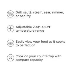 Electric Grill And Skillet Ridged Surface, Braise, Steam, Sauté, Sear, Pan Fry, Adjustable Temperature, 4.2-Quart, Black-Square -Wilton Shop 41swkcnfiFL