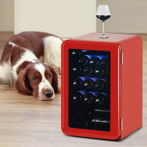 24 Bottle 26.8" Freestanding Wine Cellar, Low Noise Fast Cooling Wine Cooler Refrigerator with Upgraded Compressor & Digital Control for Red Wine & Drink, Tempered Glass Door (Red) 3 24 Bottle 26.8" Freestanding Wine Cellar, Low Noise Fast Cooling Wine Cooler Refrigerator with Upgraded Compressor & Digital Control for Red Wine & Drink, Tempered Glass Door (Red)