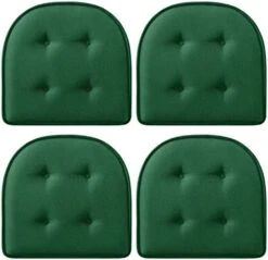 U-Shaped Chair Cushions For Dining Chairs 4 Pack, Memory Foam Chair Pads With Tufted Design And Non-Slip Backing, 17" X 16", Scuba Green -Wilton Shop 41t18jch99L. AC