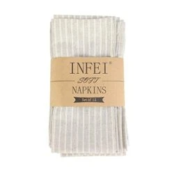 Plain White Striped Cotton Blended Dinner Cloth Napkins - Set Of 12 (17 X 17 Inches) - For Events & Home Use (Grey)