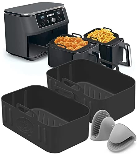 2 Packs Air Fryer Silicone Pot For Ninja Foodi Dual DZ201 DZ401, Food Grade Reusable Non Stick Replacement Silicone Air Fryer Liner Basket Bowl Accessories For Ninja 8 QT Air Fryer, Dishwasher Safe 3 2 Packs Air Fryer Silicone Pot For Ninja Foodi Dual DZ201 DZ401, Food Grade Reusable Non Stick Replacement Silicone Air Fryer Liner Basket Bowl Accessories For Ninja 8 QT Air Fryer, Dishwasher Safe