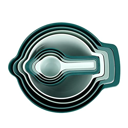 8 Pack Classic Nesting Mixing Bowl Set With 4 Measuring Cups, Mixing Bowls With Pour Spouts And Handles(Green) 4 8 Pack Classic Nesting Mixing Bowl Set With 4 Measuring Cups, Mixing Bowls With Pour Spouts And Handles(Green) - Image 2