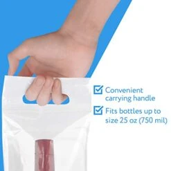 [100 Pack] Wine To Go Bag - Use For Restaurant, Bar & Travel Bags - Sturdy Handle And Tamper Proof Seal - Clear Plastic -Wilton Shop 41tbEwuTmAL