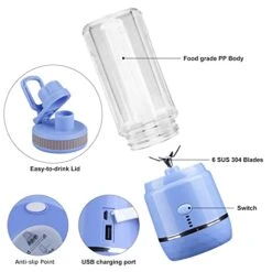 Portable Personal Size Blender, Smoothies And Shakes Blender Mini Shakes Juicer Cup USB Rechargeable Handheld Fruit Machine (2 Juicing Cups) -Wilton Shop 41tgeI3i04L