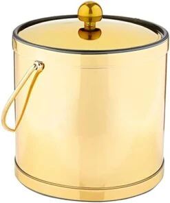 Polished Brass Ice Bucket With Metal Lid, , Polished Brass Color, Double Wall Construction, Made In U.S.A. -Wilton Shop 41tmFI 26zS. AC