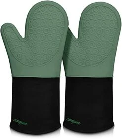 Extra Long Silicone Oven Mitts, Sungwoo Durable Heat Resistant Oven Gloves With Quilted Liner Non-Slip Textured Grip Perfect For BBQ, Baking, Cooking And Grilling - 1 Pair 14.6 Inch Black -Wilton Shop 41towgnEBMS. AC