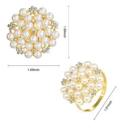 Set Of 12 Rhinestone Napkin Ring Pearl Wedding Holiday Napkin Holder Home Table Decor Diamante, Linnens, Party, Christmas Celebration -Wilton Shop 41ty7bbra6L